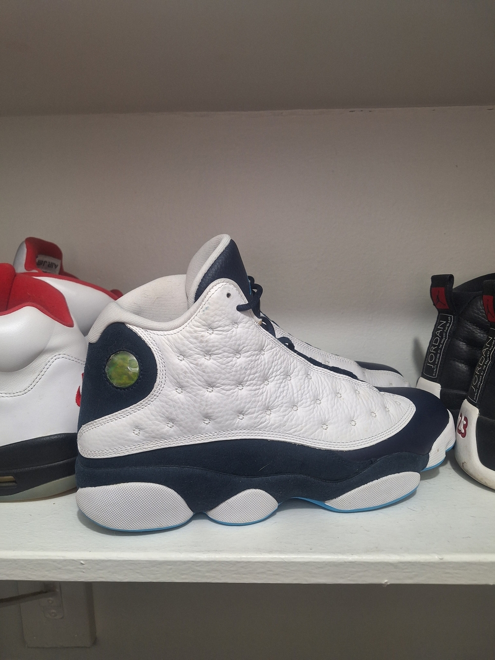 Nike Jordan Men's' White & Navy Retro 13 Basketball Sneakers